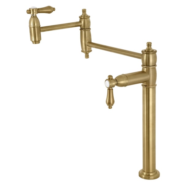 Deck Mount Pot Filler, Brushed Brass